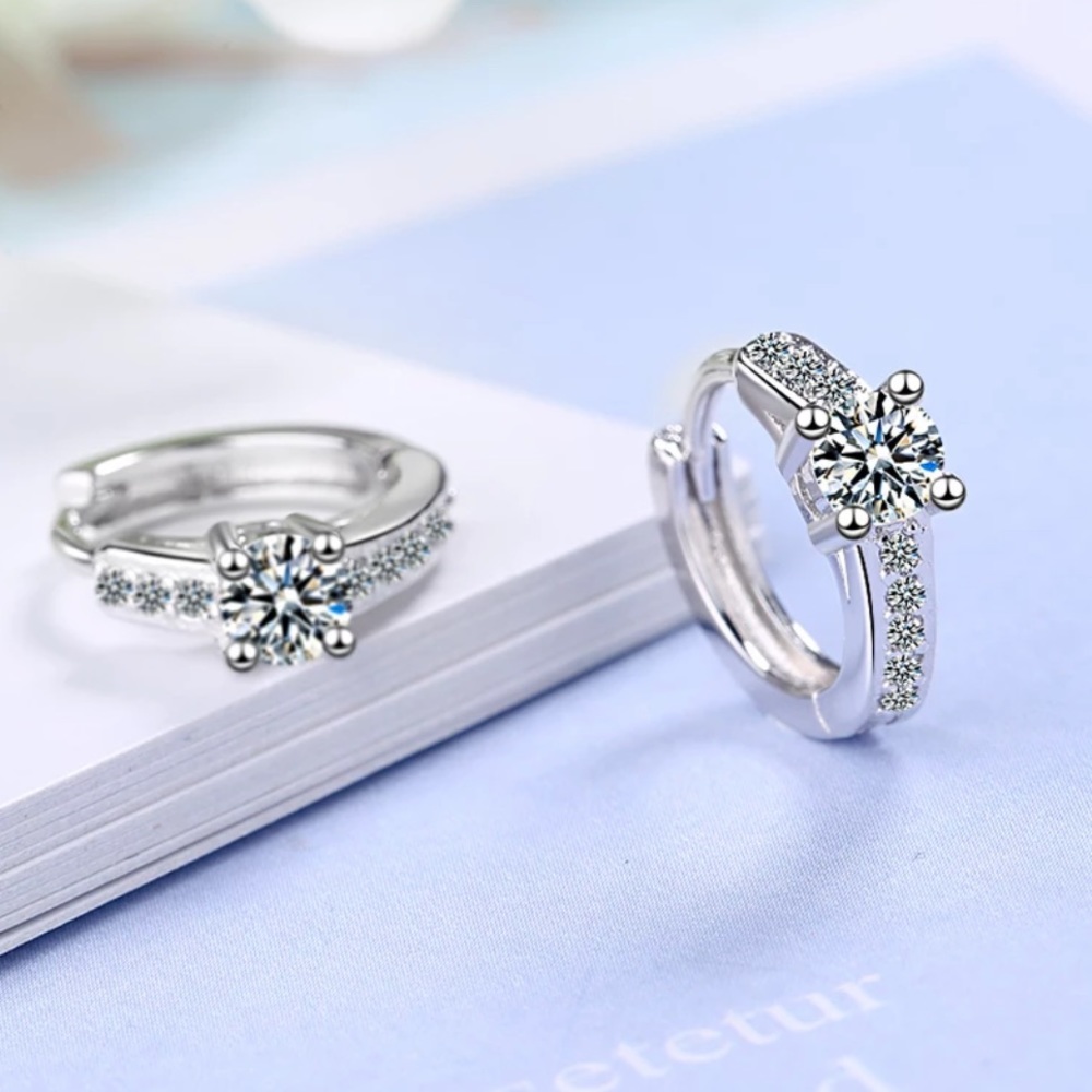 🌟 Sterling Silver Huggie Hoop CZ Earrings